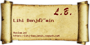 Lihi Benjámin névjegykártya
